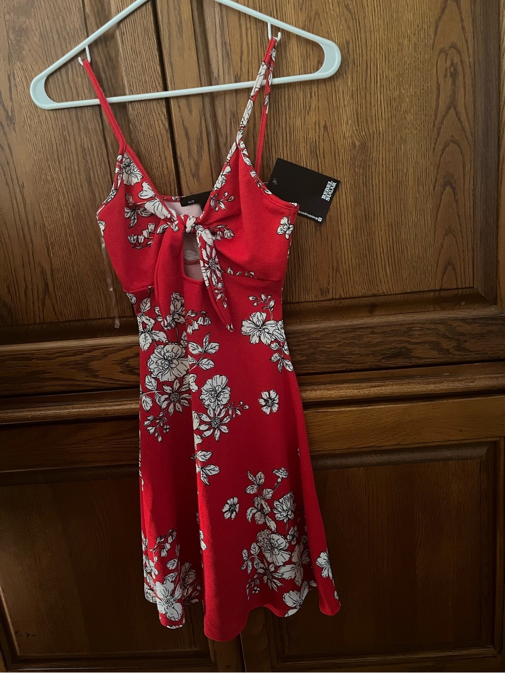 Rebel Sugar Red Floral Tie-Front Mini Dress